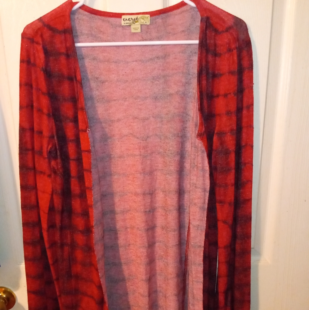 Red cardigan